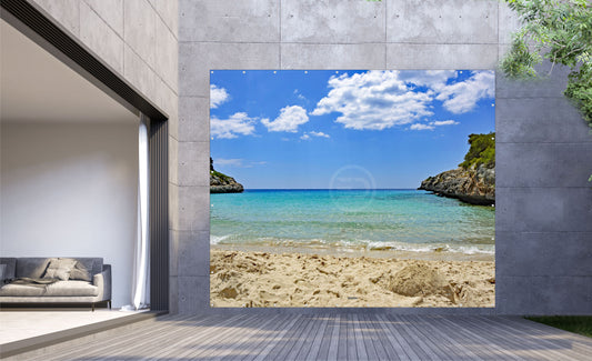 Outdoor Bild Banner Außen Gartenposter wetterfest XXL 300x250 Meer Bucht Felsen