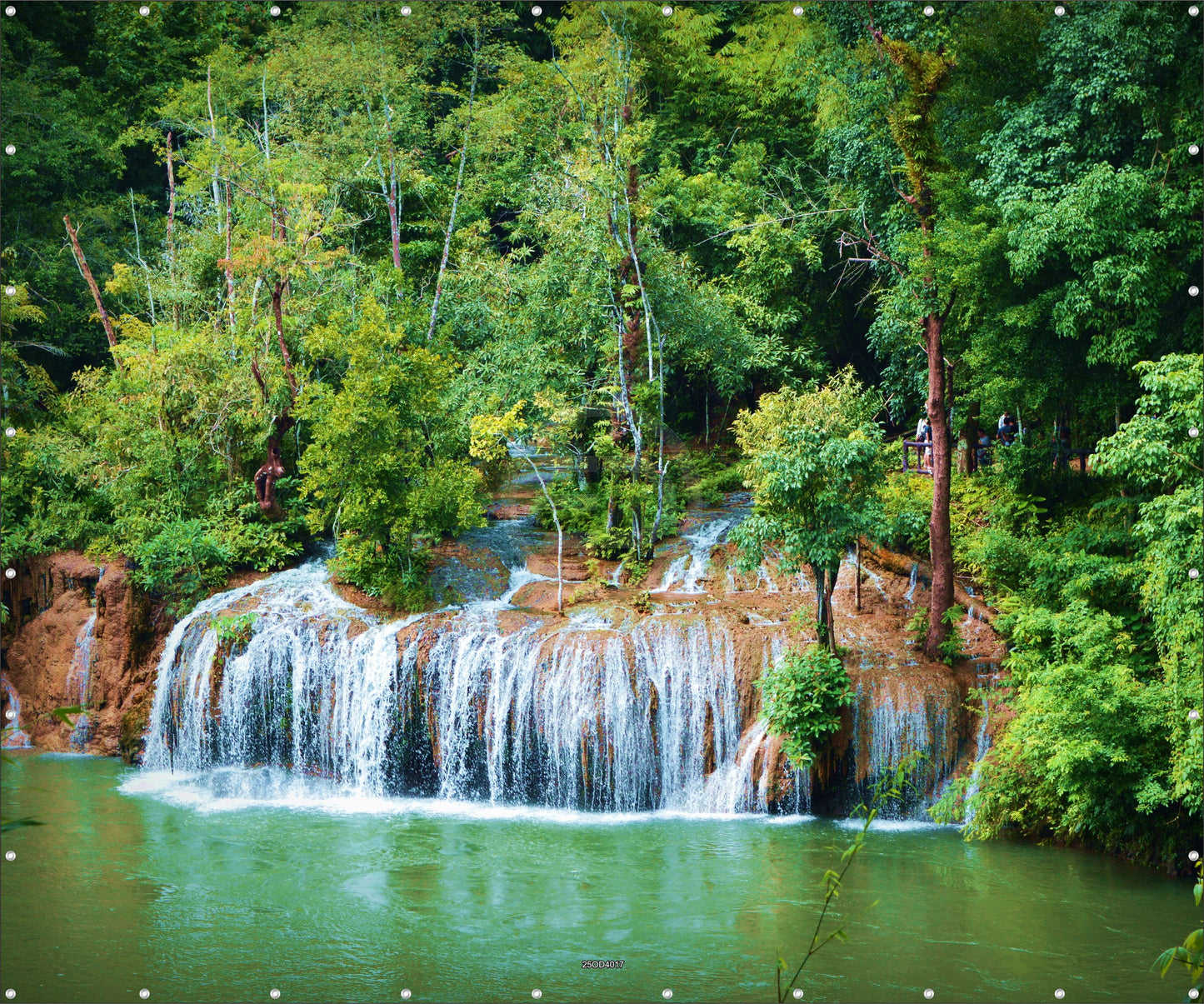Outdoor Bild Banner Außen Gartenposter wetterfest XXL 300x250 Natur Wald Wasserfall