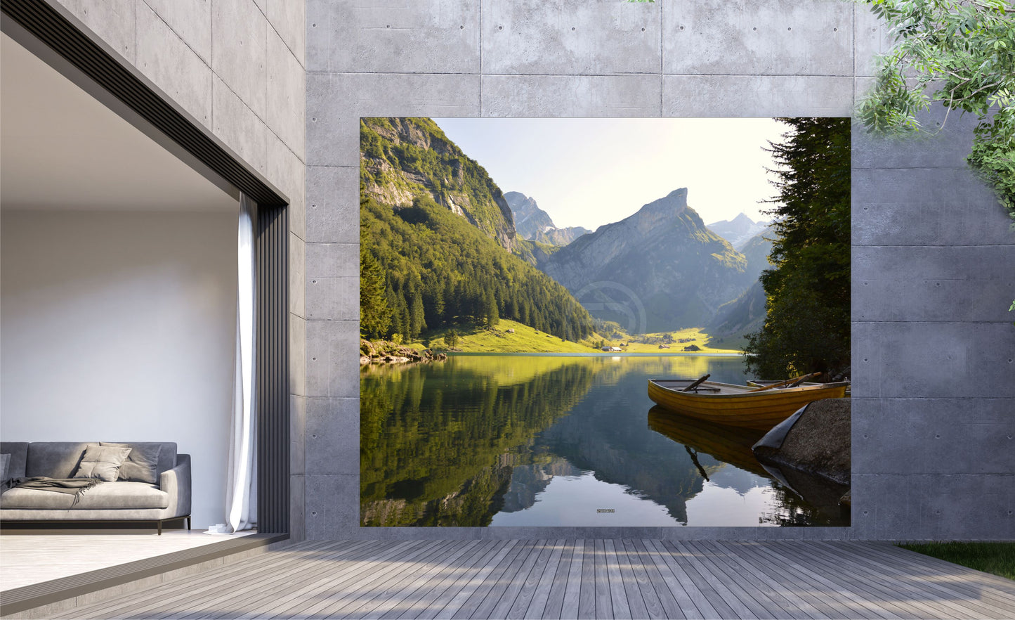 Outdoor Bild Banner Außen Gartenposter wetterfest XXL 300x250 Berge See Natur