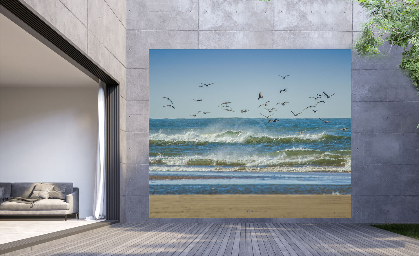 Outdoor Bild Banner Außen Gartenposter wetterfest XXL 300x250 Strand Meer Wellen