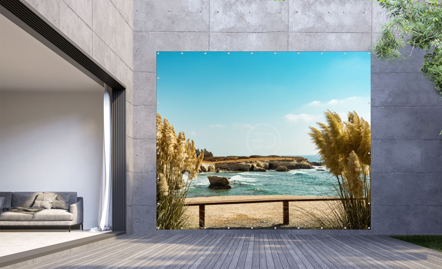 Outdoor Bild Banner Außen Gartenposter wetterfest XXL 300x250 Küste Meer Felsen