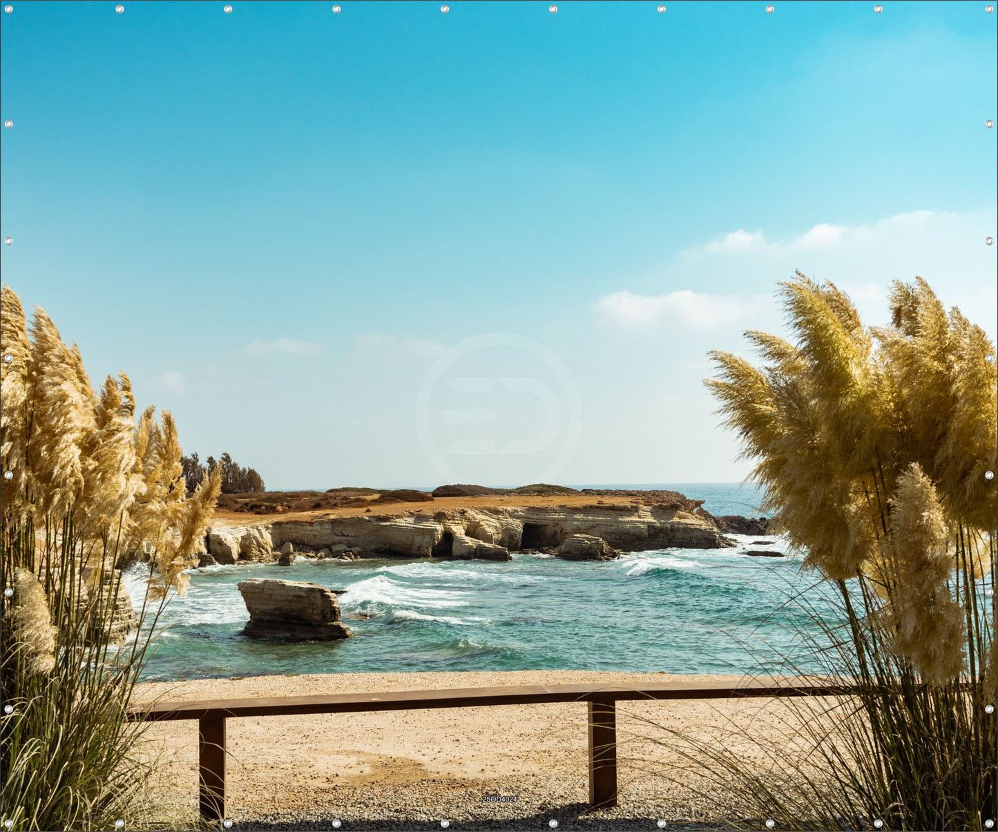Outdoor Bild Banner Außen Gartenposter wetterfest XXL 300x250 Küste Meer Felsen