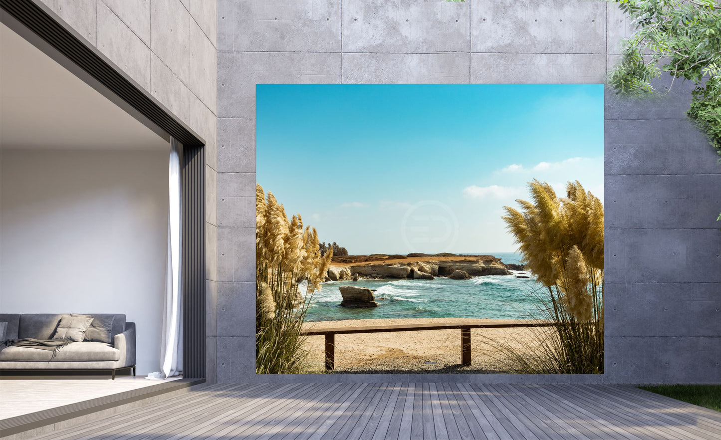 Outdoor Bild Banner Außen Gartenposter wetterfest XXL 300x250 Küste Meer Felsen