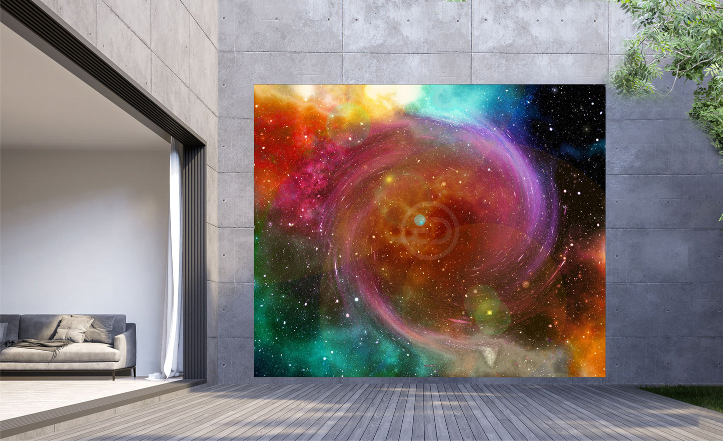 Outdoor Bild Banner Außen Gartenposter wetterfest XXL 300x250 Kunst Abstrakt Bunt