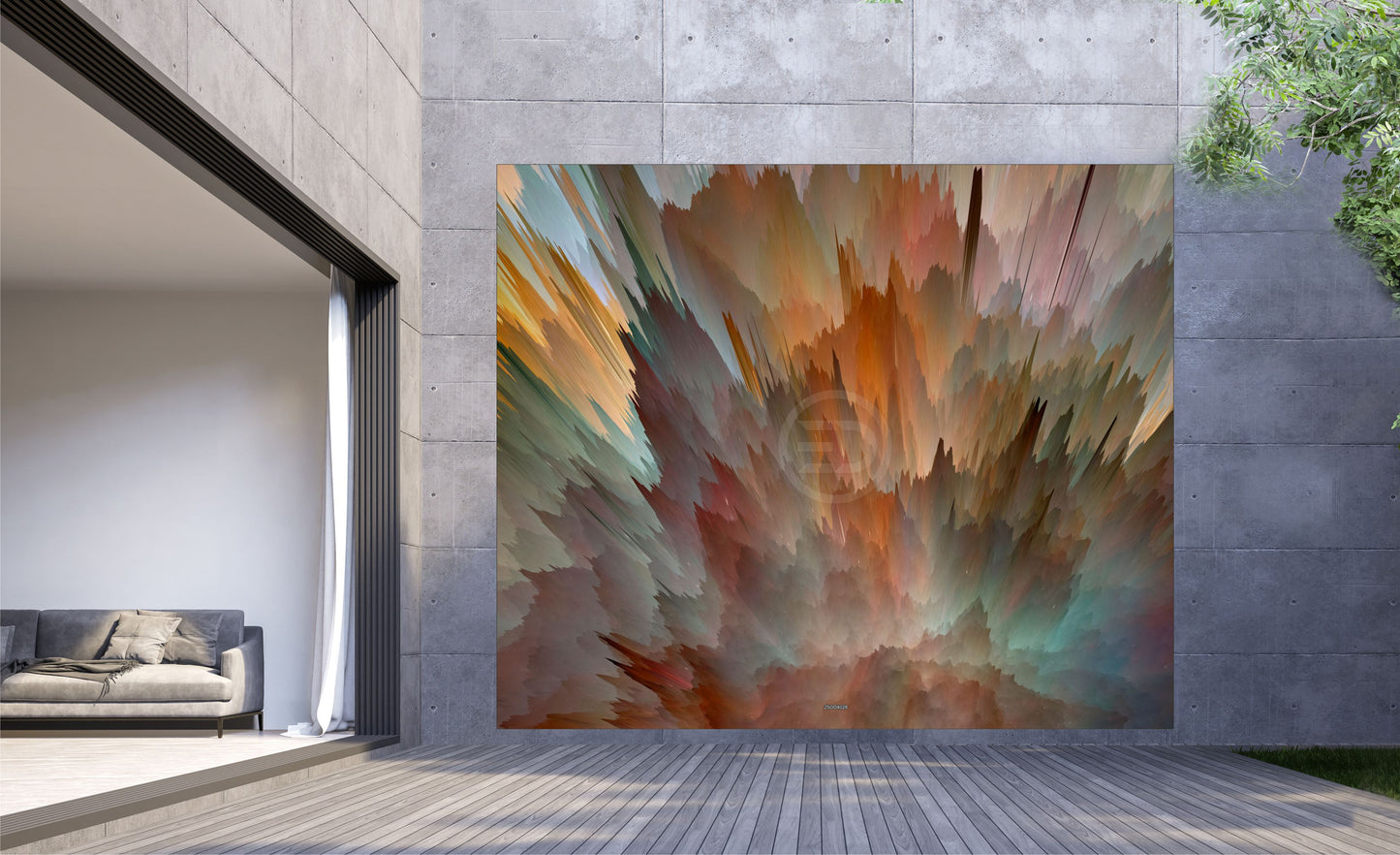 Outdoor Bild Banner Außen Gartenposter wetterfest XXL 300x250 Abstrakt Bunt Modern