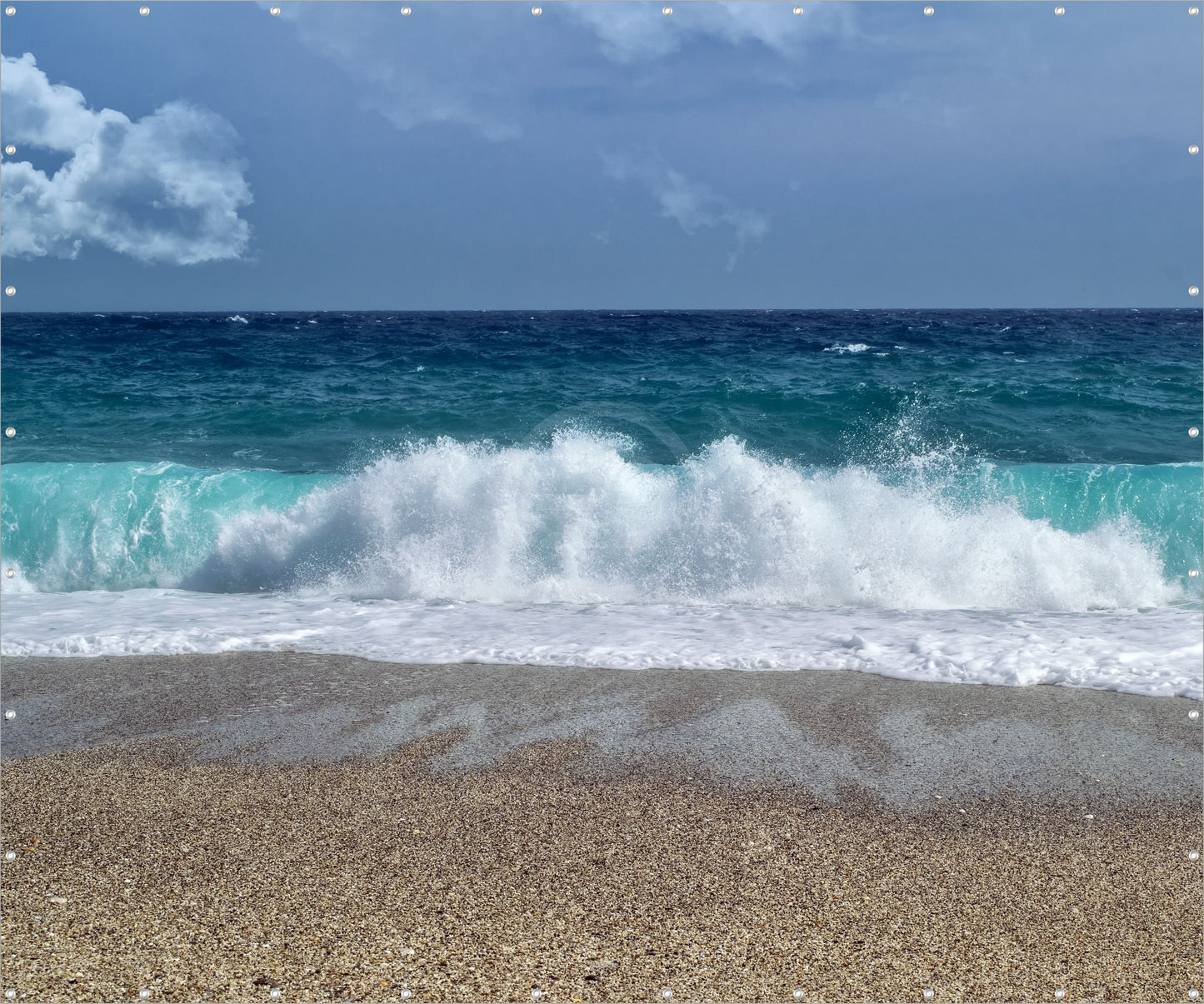 Outdoor Bild Banner Gartenposter Außen wetterfest XXL 300x250 Strand Wellen Meer