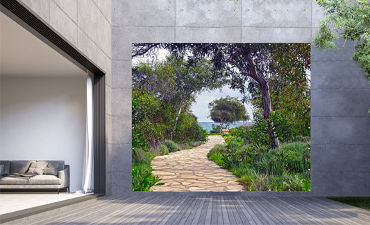 Outdoor Bild Banner Gartenposter Außen wetterfest XXL 300x250 Natur Weg Meer