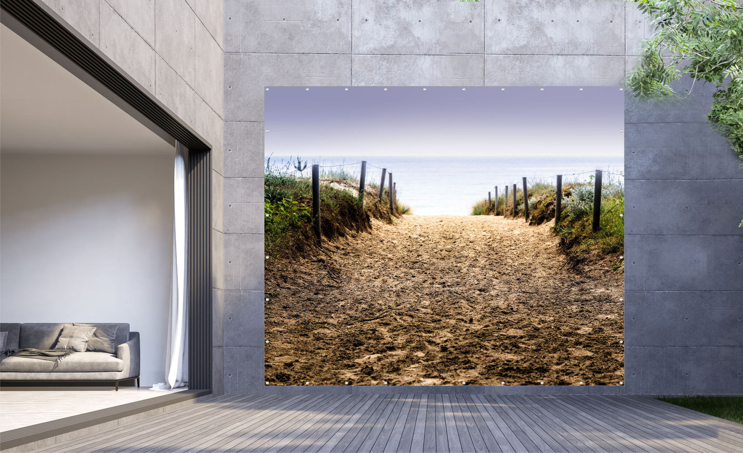 Outdoor Bild Banner Gartenposter Außen wetterfest XXL 300x250 Sand weg Dünen Meer