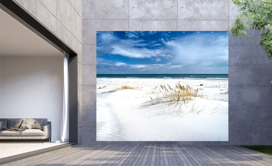 Outdoor Bild Banner Gartenposter Außen wetterfest XXL 300x250 Weißer Strand Meer