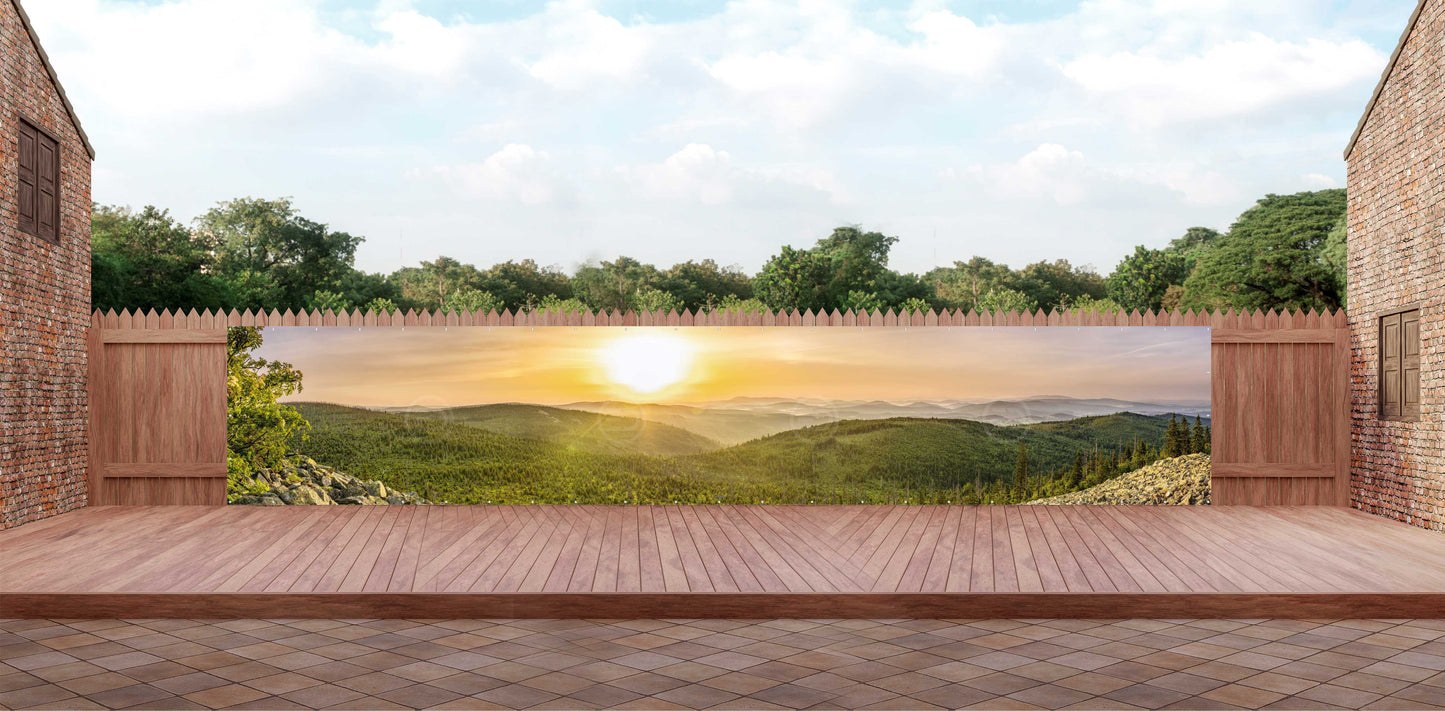 OUTDOOR BANNER GARTENPOSTER WETTERFEST XXL 1000x180 NATUR SONNENUNTERGANG