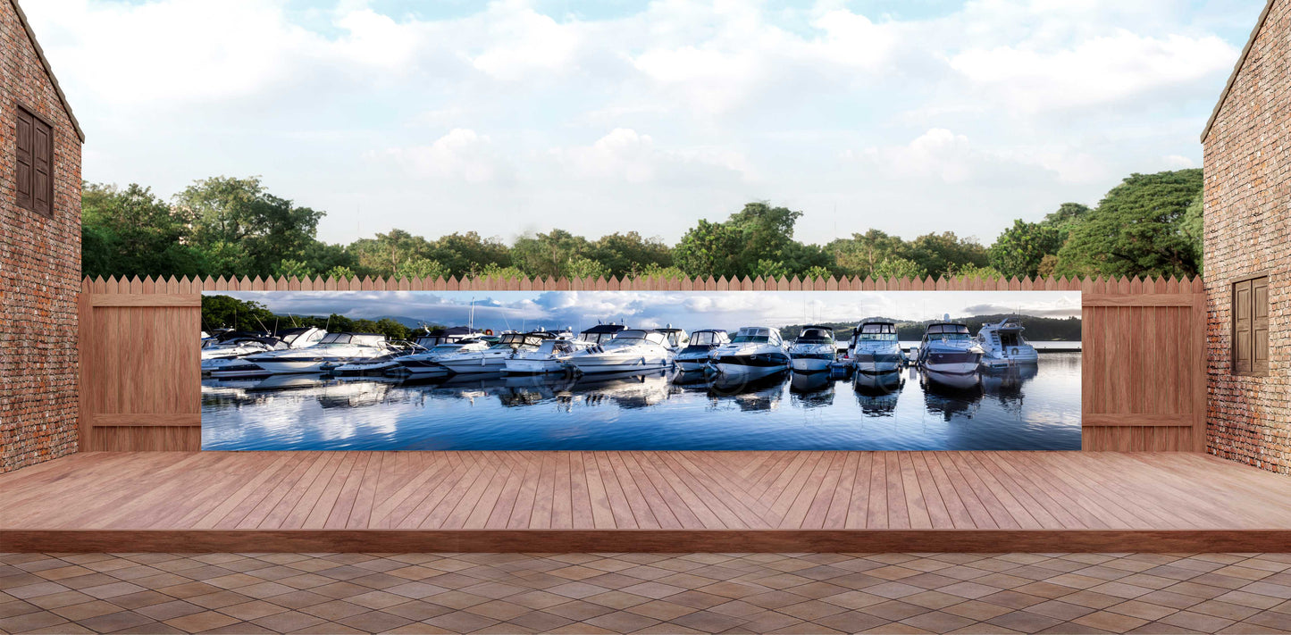 OUTDOOR BANNER GARTENPOSTER WETTERFEST XXL 1000x180 NATUR BOOTE HAFEN