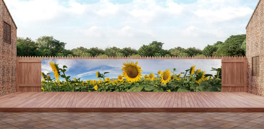 OUTDOOR BANNER GARTENPOSTER WETTERFEST XXL 1000x180 NATUR SONNENBLUMEN