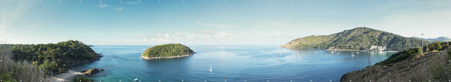 OUTDOOR BANNER GARTENPOSTER WETTERFEST XXL 1000x180 NATUR MEER BERG INSEL