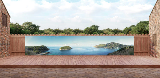 OUTDOOR BANNER GARTENPOSTER WETTERFEST XXL 1000x180 NATUR MEER BERG INSEL