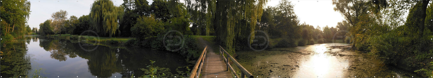 OUTDOOR BANNER GARTENPOSTER WETTERFEST XXL 1000x180 NATUR STEG LANDSCHAFT