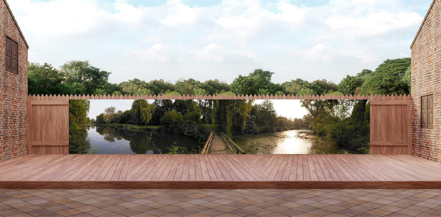 OUTDOOR BANNER GARTENPOSTER WETTERFEST XXL 1000x180 NATUR STEG LANDSCHAFT