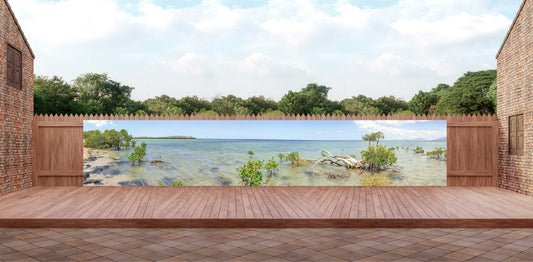 OUTDOOR BANNER GARTENPOSTER WETTERFEST XXL 1000x180 NATUR UFER LANDSCHAFT