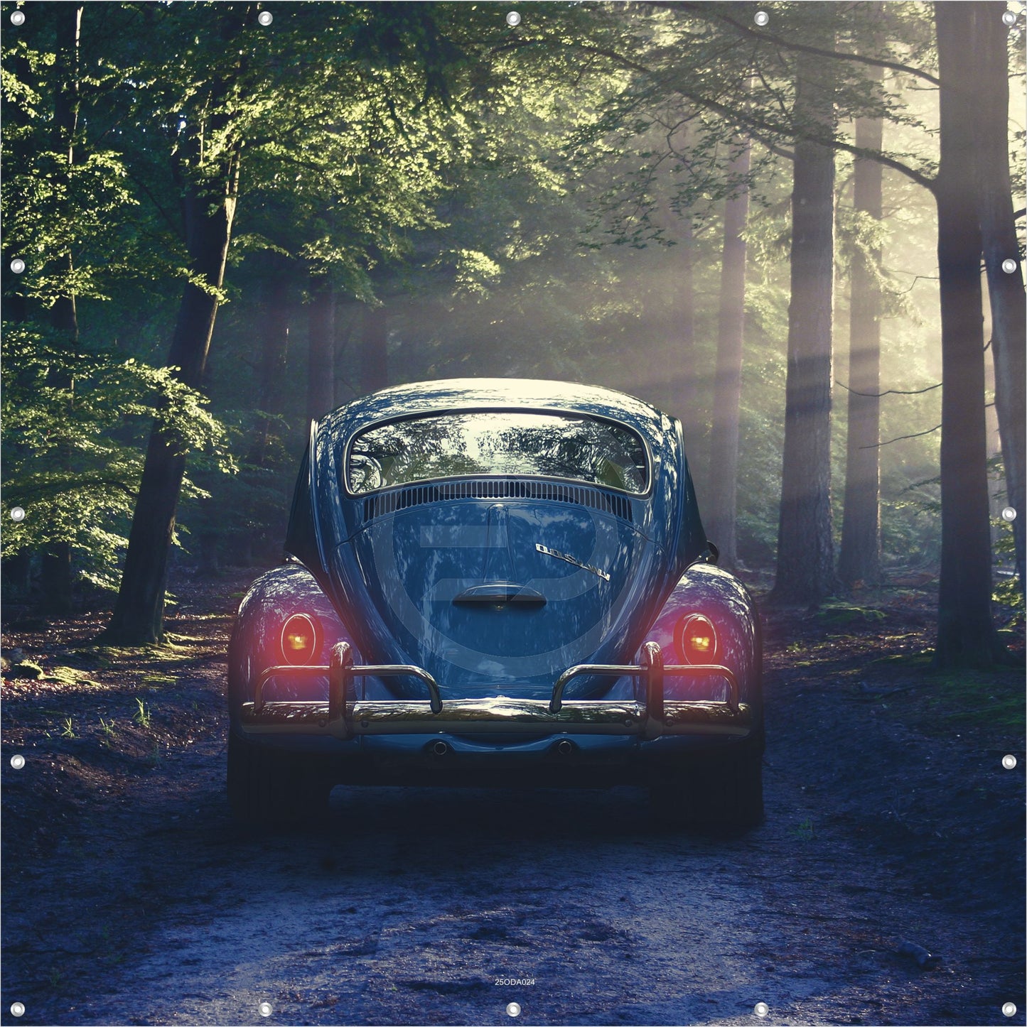 OUTDOOR BILD BANNER GARTENPOSTER AUSSEN WETTERFEST 180x180 AUTO VW KÄFER HECK