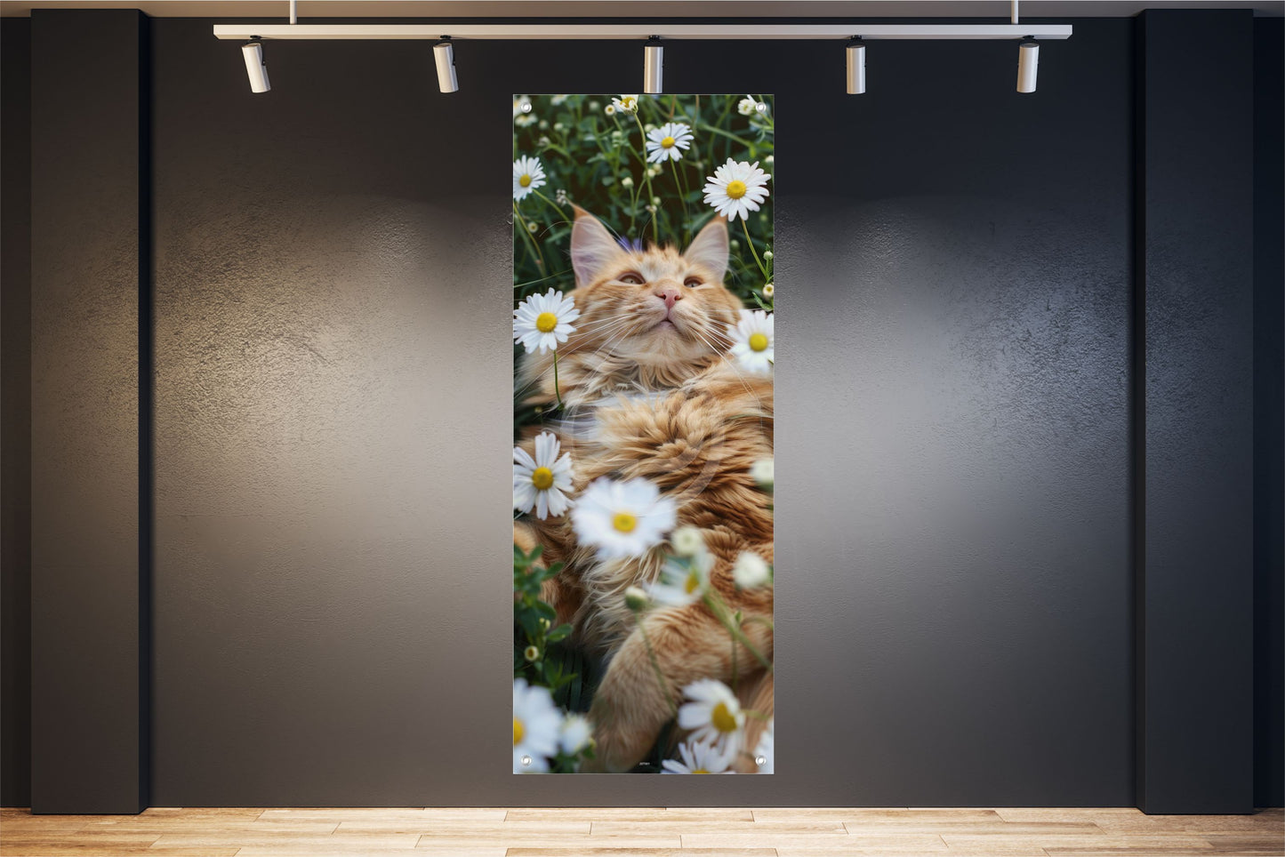 TIER WANDBILDER POSTER DEKO BILDER XXL 60x160 KATZE WIESE NATUR BLUMEN