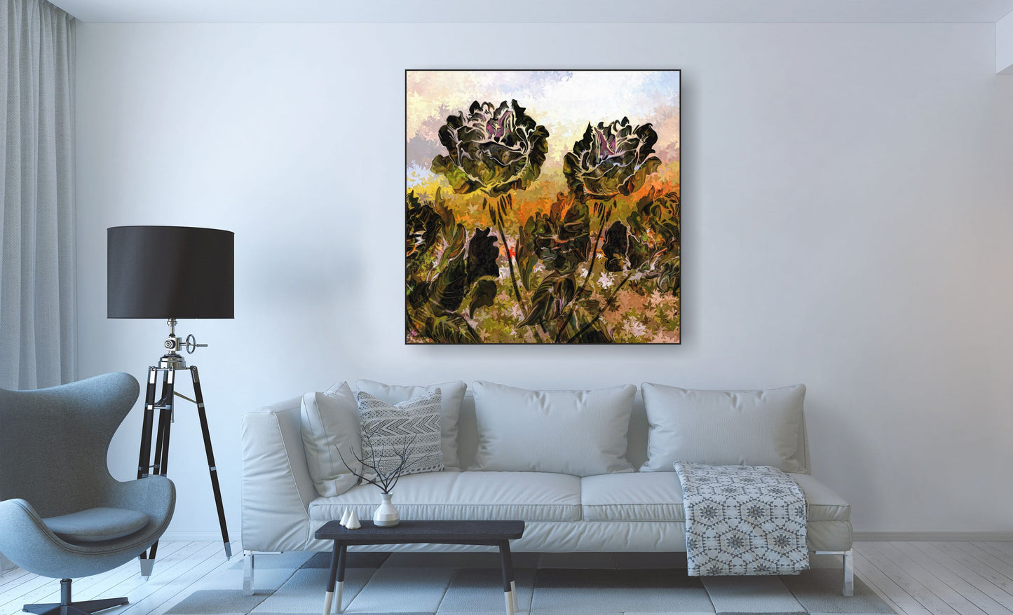 WANDBILDER MIT RAHMEN ABSTRAKT BILDER XXL MODERN WOHNZIMMER MALEREI BLUMEN