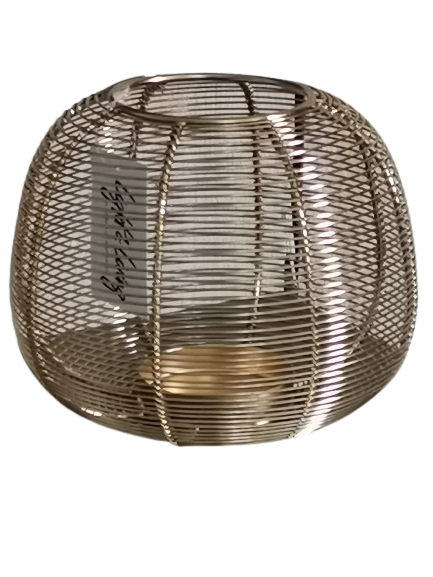 Windlicht Metall Draht Gold 15x20 cm Teelichthalter Kerzenhalter Deko Modern