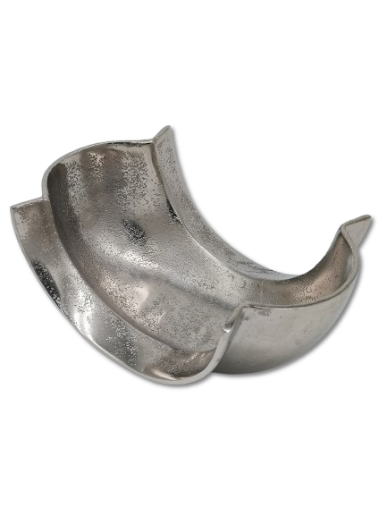 COLMORE DEKO SCHALE DESIGN GEBOGEN L 26cm TISCHDEKO GEFÄSS ALU RAW SILBER MODERN