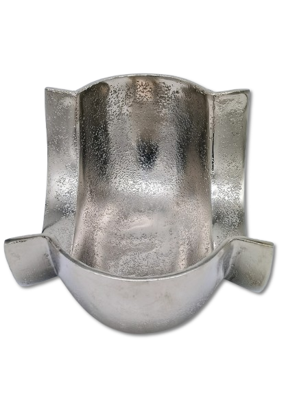COLMORE DEKO SCHALE DESIGN GEBOGEN L 26cm TISCHDEKO GEFÄSS ALU RAW SILBER MODERN