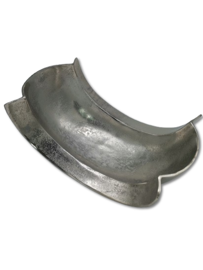 COLMORE DEKO SCHALE DESIGN GEBOGEN L 36cm TISCHDEKO GEFÄSS ALU RAW SILBER MODERN
