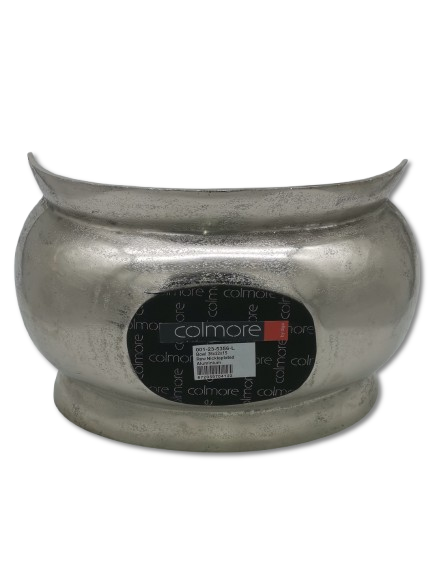 COLMORE DEKO SCHALE DESIGN GEBOGEN L 36cm TISCHDEKO GEFÄSS ALU RAW SILBER MODERN