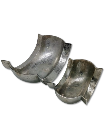 COLMORE DEKO SCHALE DESIGN GEBOGEN L 36cm TISCHDEKO GEFÄSS ALU RAW SILBER MODERN