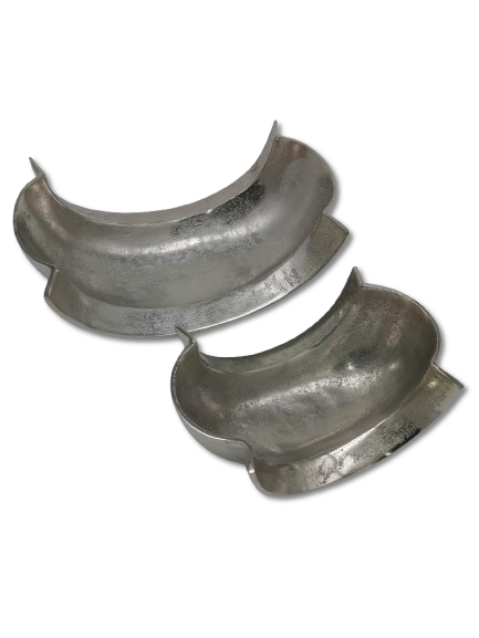 COLMORE DEKO SCHALE DESIGN GEBOGEN L 26cm TISCHDEKO GEFÄSS ALU RAW SILBER MODERN