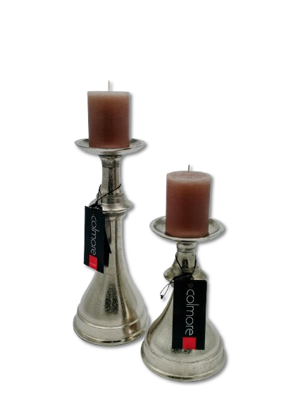 COLMORE DEKO KERZENHALTER KERZENSTÄNDER Ø13 cm  H 20 cm ALU RAW SILBER MODERN