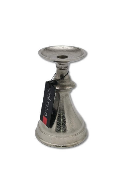 COLMORE DEKO KERZENHALTER KERZENSTÄNDER Ø13 cm  H 20 cm ALU RAW SILBER MODERN