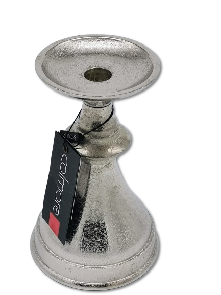 COLMORE DEKO KERZENHALTER KERZENSTÄNDER Ø13 cm  H 20 cm ALU RAW SILBER MODERN