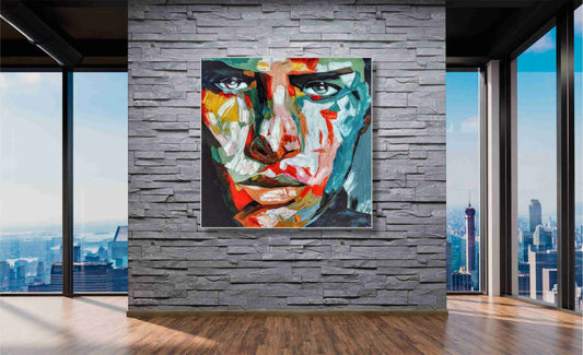 WANDBILD ALURAHMEN XXL ABSTRAKTE BILDER WOHNZIMMER 120x120 MALEREI MANN