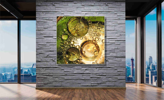 WANDBILD ALURAHMEN XXL NATUR BILDER WOHNZIMMER 120x120 TROPFEN BUBBELS