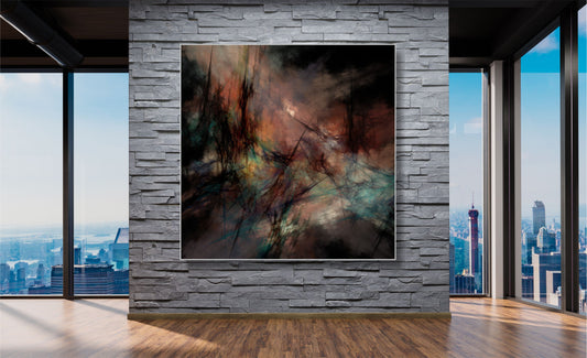 WANDBILDER ALURAHMEN ABSTRAKTE BILDER WOHNZIMMER 150x150 BLACK BUNT