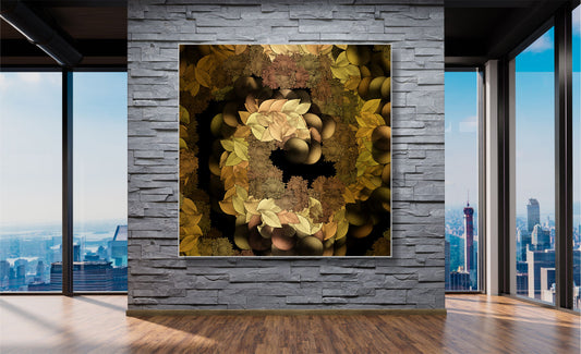 WANDBILDER ALURAHMEN ABSTRAKTE BILDER WOHNZIMMER 150x150 BLÄTTER GOLD