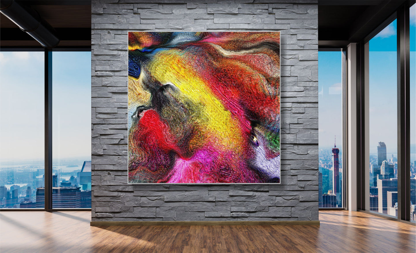 WANDBILDER ALURAHMEN ABSTRAKTE BILDER WOHNZIMMER 150x150 BUNT KREATIV