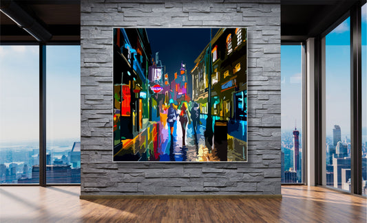 WANDBILDER ALURAHMEN ABSTRAKTE BILDER WOHNZIMMER 150x150 STADT BUNT