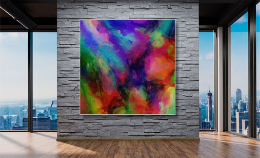 WANDBILDER ALURAHMEN ABSTRAKTE BILDER WOHNZIMMER 150x150 KUNST BUNT