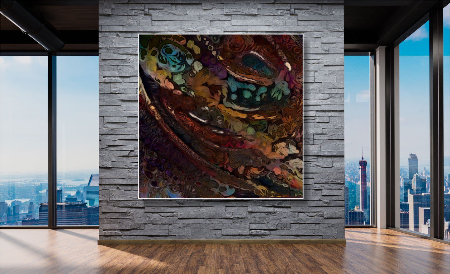 WANDBILDER ALURAHMEN ABSTRAKTE BILDER WOHNZIMMER 150x150 KUNST FARBIG
