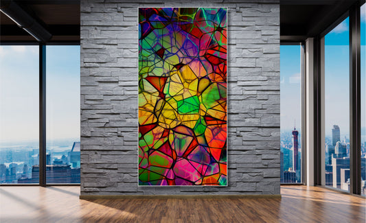 WANDBILDER ALURAHMEN XXL ABSTRAKTE BILDER 100x200 WOHNZIMMER MOSAIK MODERN