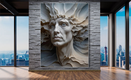 WANDBILDER MIT RAHMEN 150x200 ABSTRAKT BILDER XXL WOHNZIMMER GESICHT 3D OPTIK