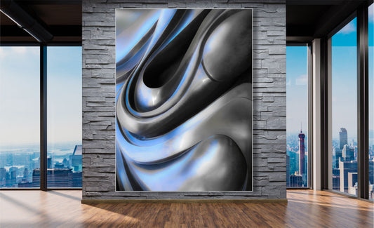 WANDBILD MIT RAHMEN 150x200 ABSTRAKT BILDER XXL WOHNZIMMER METALLISCH GEWELLT