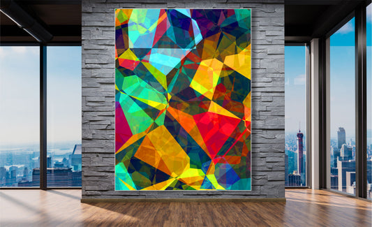 WANDBILD MIT RAHMEN 150x200 ABSTRAKT BILDER XXL WOHNZIMMER KUNST MOSAIK BUNT