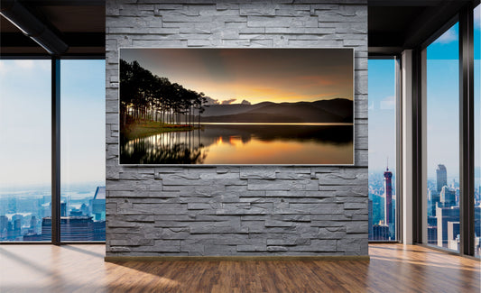 WANDBILDER MIT RAHMEN LANDSCHAFT XXL MODERN WOHNZIMMER NATUR ABEND