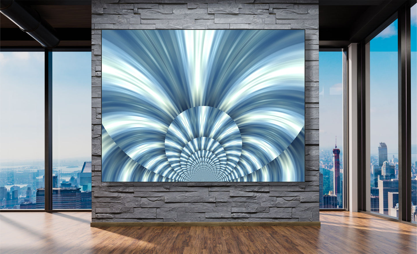 WANDBILDER MIT RAHMEN ABSTRAKT BILDER XXL MODERN WOHNZIMMER KUNST BLAU-WEISS