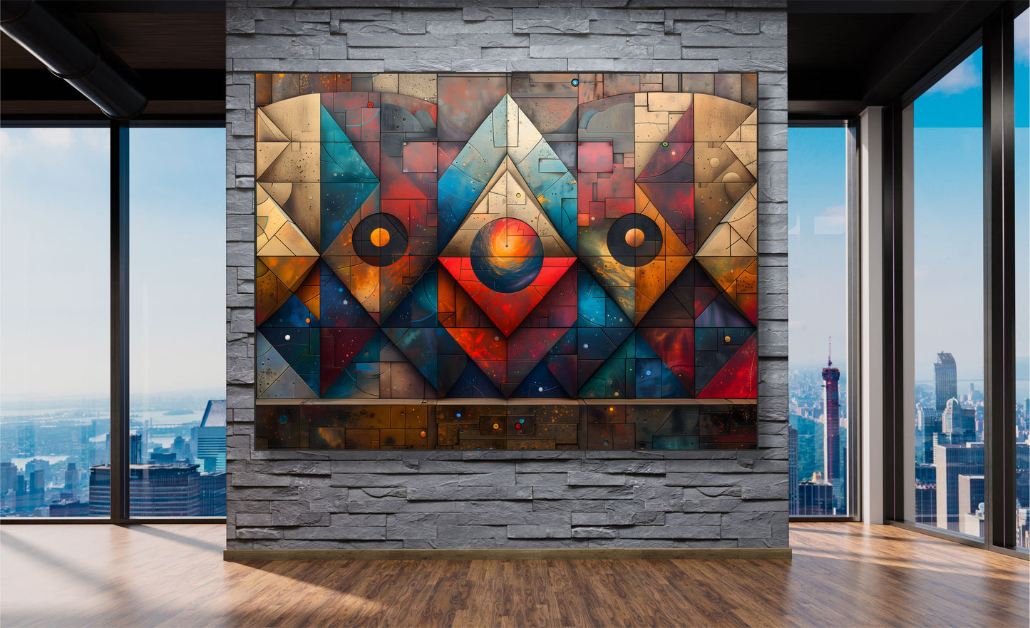 WANDBILD ALURAHMEN XXL 200x150 ABSTRAKTE BILDER WOHNZIMMER KUNST GEOMETRISCH