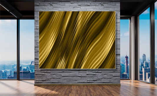 WANDBILDER MIT RAHMEN ABSTRAKT BILDER XXL MODERN WOHNZIMMER WELLEN GOLD